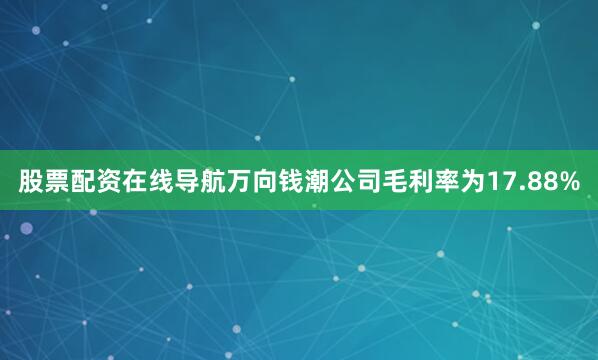 股票配资在线导航万向钱潮公司毛利率为17.88%